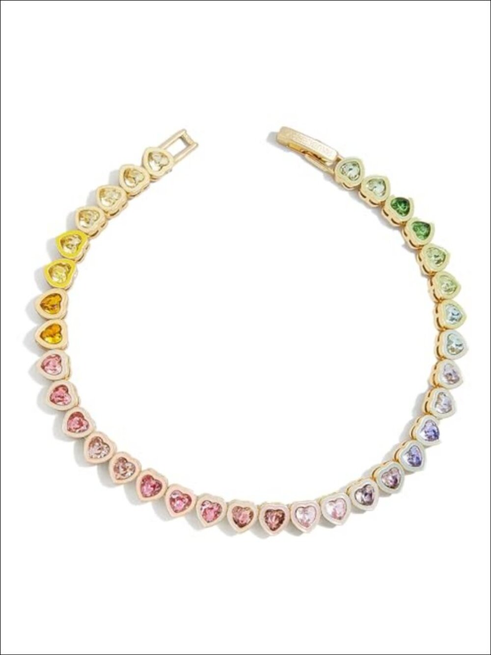 Gold Plated Brass Tennis Bracelet Cubic Zirconia Stones Fold-Over Clasp